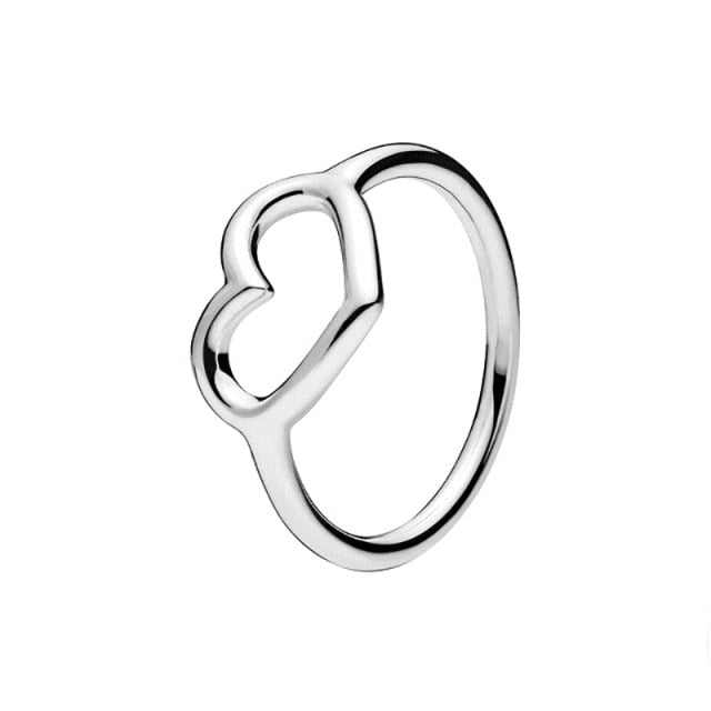 The New Silver Color Style Rings Flower Feather Beaded Heart Moon Sparkling Rings Women Europe 925 Silver Jewelry