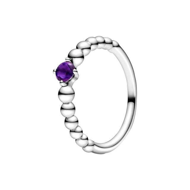The New Silver Color Style Rings Flower Feather Beaded Heart Moon Sparkling Rings Women Europe 925 Silver Jewelry