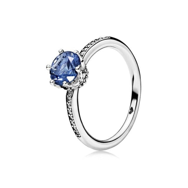 The New Silver Color Style Rings Flower Feather Beaded Heart Moon Sparkling Rings Women Europe 925 Silver Jewelry