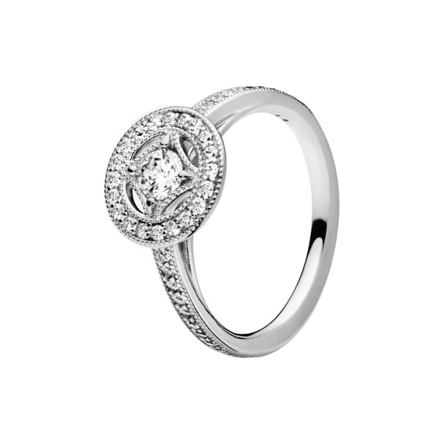 The New Silver Color Style Rings Flower Feather Beaded Heart Moon Sparkling Rings Women Europe 925 Silver Jewelry