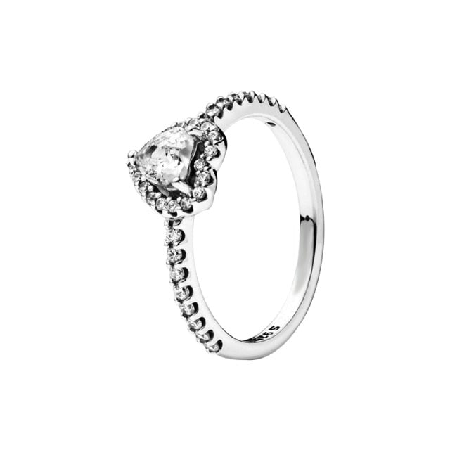 The New Silver Color Style Rings Flower Feather Beaded Heart Moon Sparkling Rings Women Europe 925 Silver Jewelry