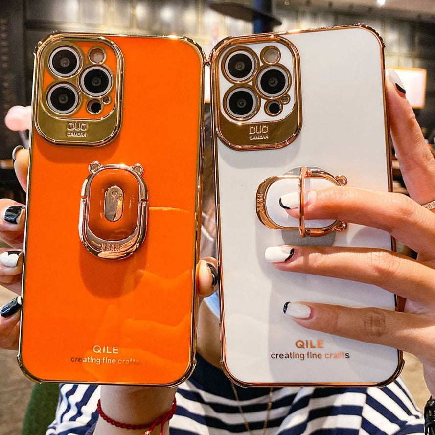Luxury electroplating phone case for iphone 13 12 Pro MAX 11 Pro XS XR X SE 6 7 8 plus 12Mini Phone Holder Ring Grip Case