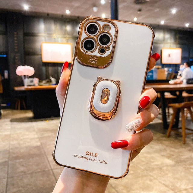Luxury electroplating phone case for iphone 13 12 Pro MAX 11 Pro XS XR X SE 6 7 8 plus 12Mini Phone Holder Ring Grip Case