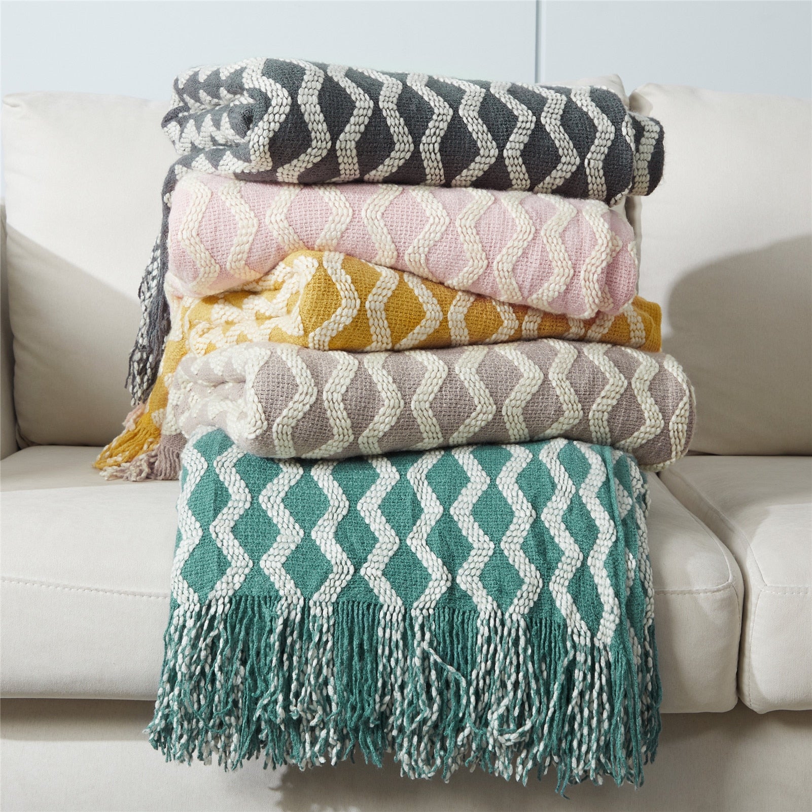 Pink Knitted Blanket Sofa Bed Home Decorative Bed Thread Blankets Sofa Office Nap Throw Blankets Soft Towel Bed Plaid Tapestry