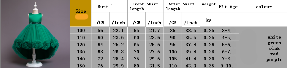 Dress Child Girl Knee Length Mesh Flower Gown for Girls Trailing Baby Girl Birthday Dresses