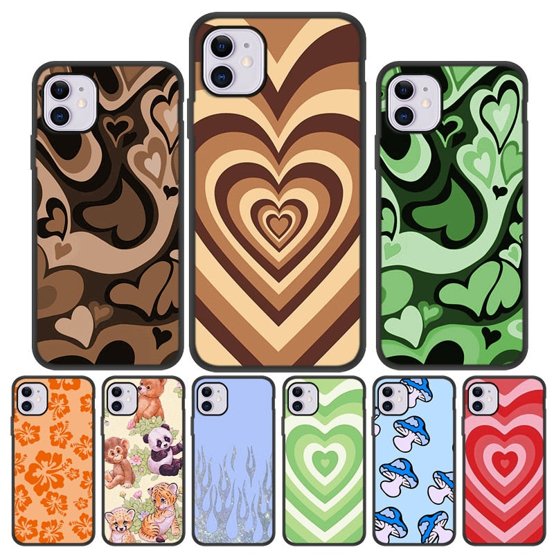 Heart Circle Case Iphone Max X 12 Mini 6 6S SE 2020 SE2 Cover Shell Iphone11 Funda Coque