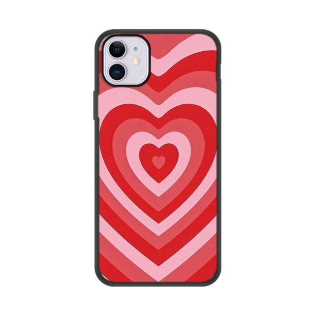 Heart Circle Case Iphone Max X 12 Mini 6 6S SE 2020 SE2 Cover Shell Iphone11 Funda Coque