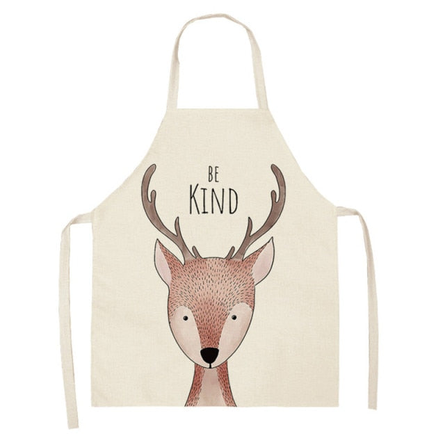 Kitchen Cooking Apron Animal Print Aprons For Lion Elk Bear Fox Women Sleeveless Biking Bibs Pinafores Children Apron Home Bib