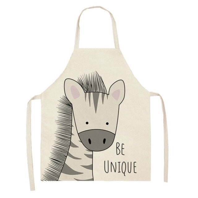 Kitchen Cooking Apron Animal Print Aprons For Lion Elk Bear Fox Women Sleeveless Biking Bibs Pinafores Children Apron Home Bib