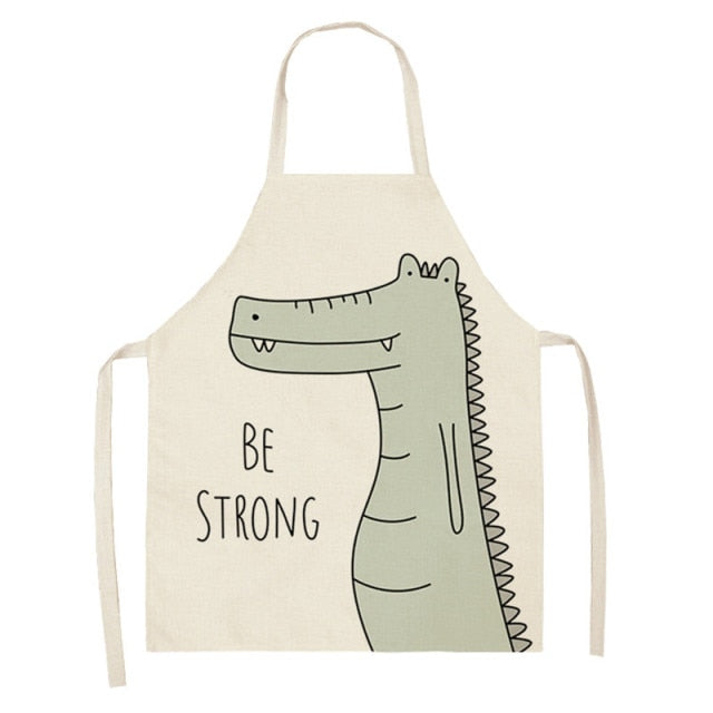 Kitchen Cooking Apron Animal Print Aprons For Lion Elk Bear Fox Women Sleeveless Biking Bibs Pinafores Children Apron Home Bib
