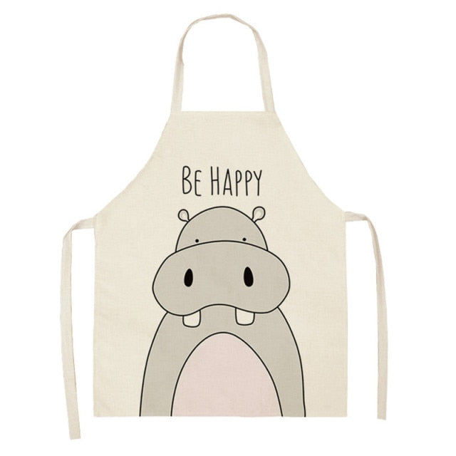 Kitchen Cooking Apron Animal Print Aprons For Lion Elk Bear Fox Women Sleeveless Biking Bibs Pinafores Children Apron Home Bib