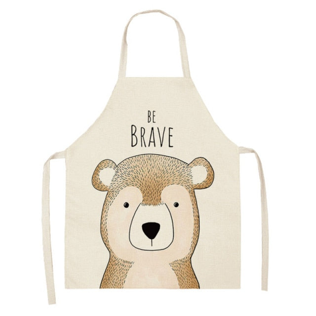 Kitchen Cooking Apron Animal Print Aprons For Lion Elk Bear Fox Women Sleeveless Biking Bibs Pinafores Children Apron Home Bib