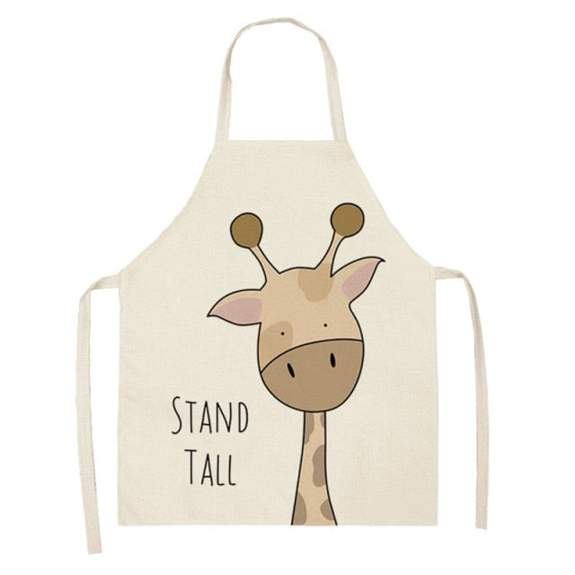 Kitchen Cooking Apron Animal Print Aprons For Lion Elk Bear Fox Women Sleeveless Biking Bibs Pinafores Children Apron Home Bib
