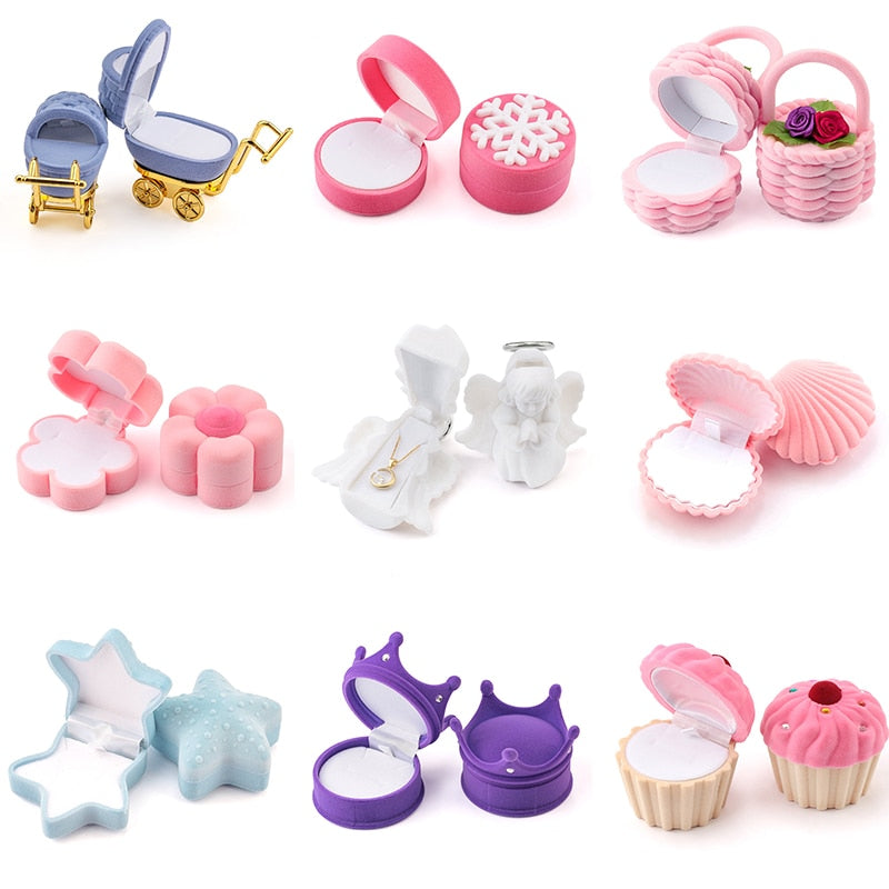 Lovely Velvet Jewelry Box Container Wedding Ring Box for Earrings Necklace Bracelet Display Gift Box Holder 16 styles