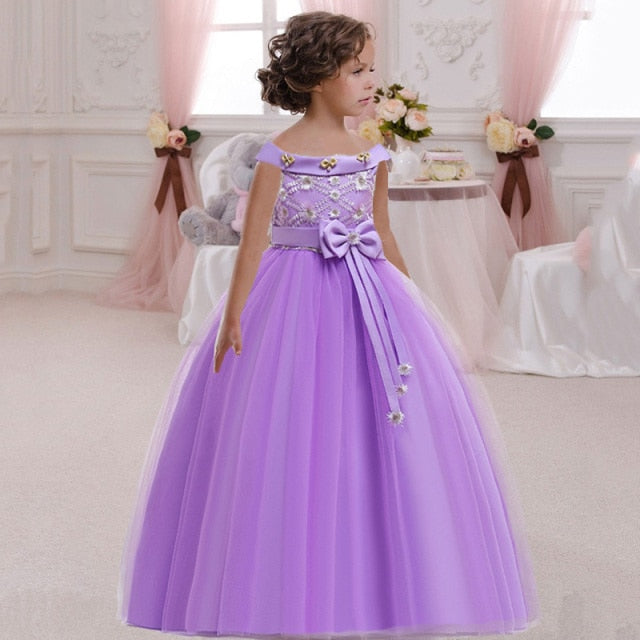 Kids Princess Dress For Girls Flower Ball Gown Baby Clothes Elegant Party Wedding Costumes Children Clothing