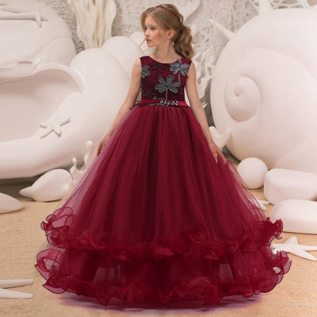 Kids Princess Dress For Girls Flower Ball Gown Baby Clothes Elegant Party Wedding Costumes Children Clothing
