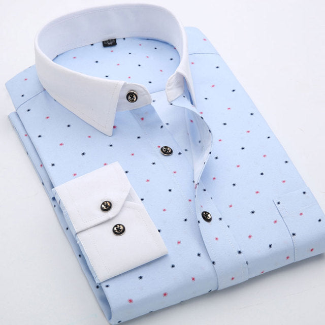 Mens Printed Floral Long Sleeve Casual Shirt Soft Thin Spring Summer Standard Fit Social Business Dress Shirt