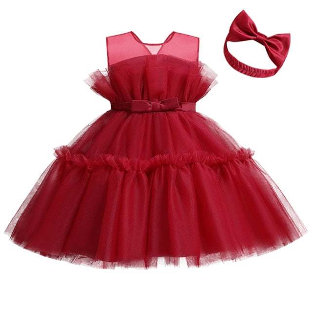 Petal Toddler Baby Girl Infant Princess Lace Tutu Dress Baby Girl Wedding Dress Kids Party Vestidos for Baby 1 Years birthday