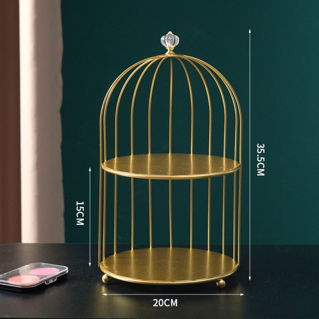 Metal Bird Cage Cosmetic Storage Organizer Lipstick Perfume Skin Care Products Finishing Rack Bathroom Shelf  Accessories Gift