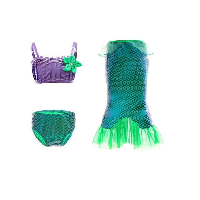 Girls Little Mermaid Dress Up Outfit Kids Halloween Princess Costume Children Ariel Party Clothes for Carnival 3 4 5 6 7 8 9 10T