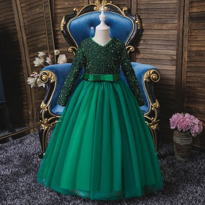 Carnival Children Princess Gown Bridesmaid Clothing Wedding Party Long Dresses For Girls Costume
