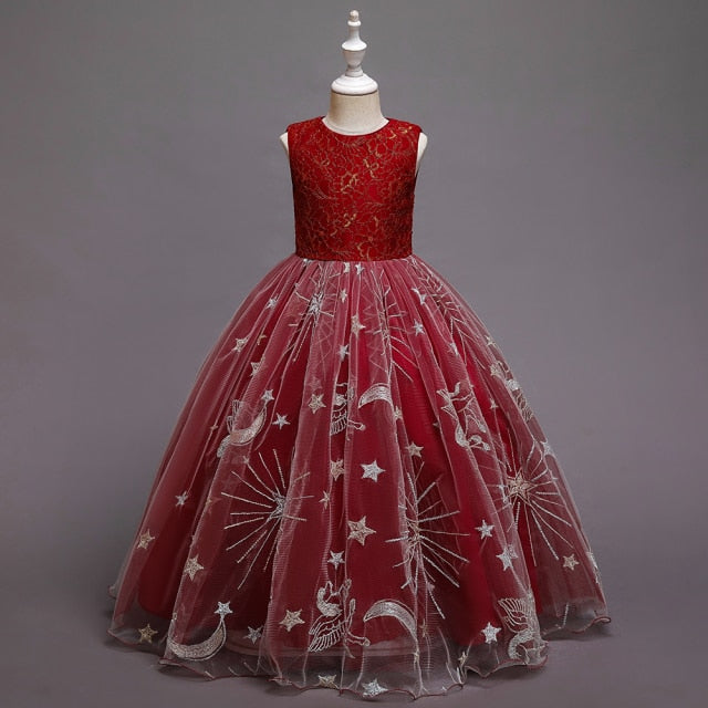 Carnival Children Princess Gown Bridesmaid Clothing Wedding Party Long Dresses For Girls Costume