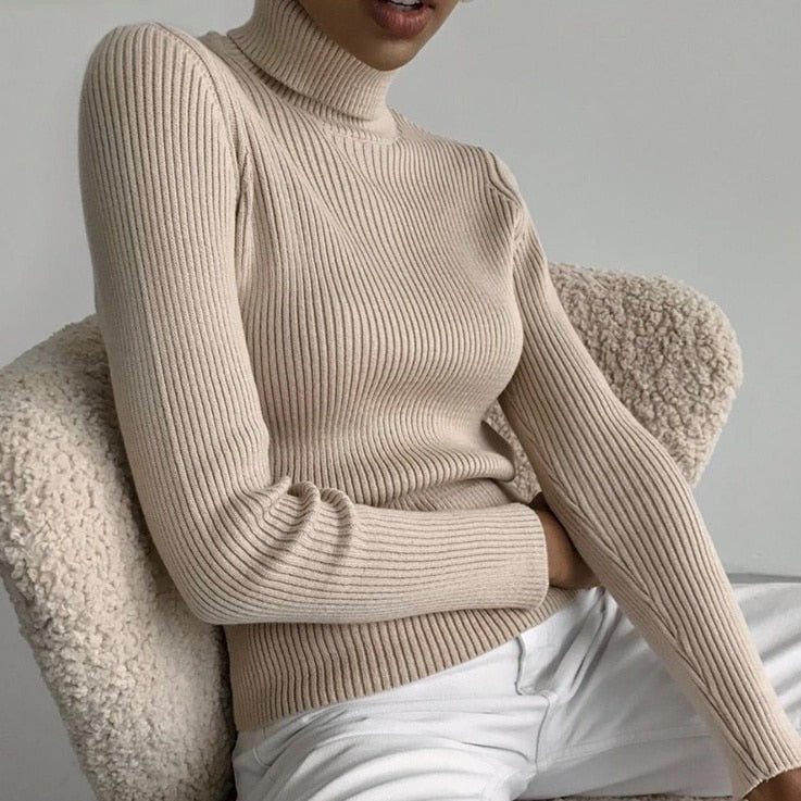 Basic Turtleneck Women Sweaters Autumn Winter Tops Slim Women Pullover Knitted Sweater Jumper Soft Warm Pull