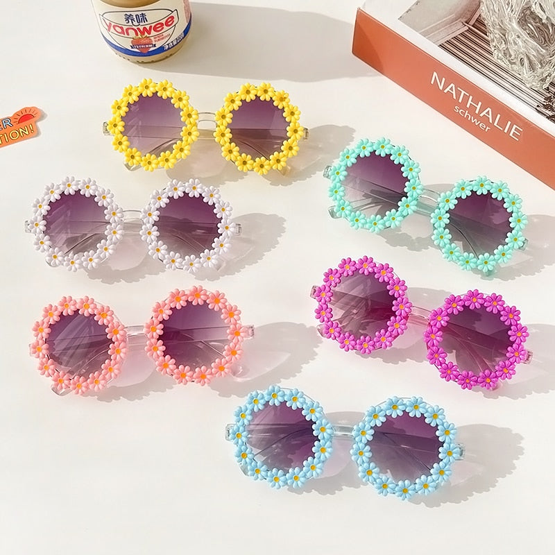 Kids Sunglasses Children Round Flower Sunglasses Girls Boys Baby Sport Shades Glasses UV400 Outdoor Sun Protection Eyewear