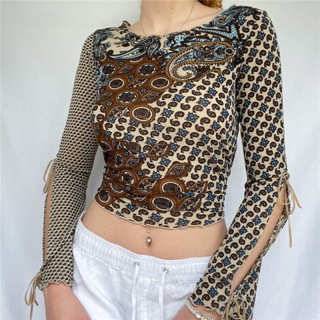 E-girl Graphic Print T-shirt 2000s Retro Y2K Fairy Grunge Autumn Spring Crop Top Women Tee Shirt Female Harajuku Streetwear