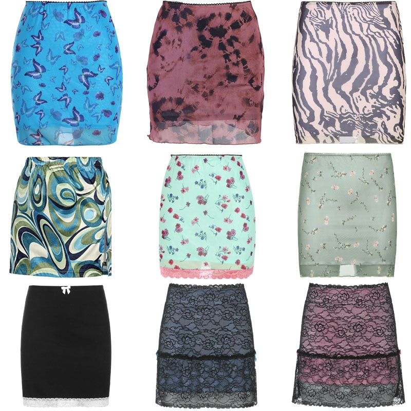 Korean Style Mini Skirt Bodycon Kawaii High Waist Ruffle Hem Short Straight Skirt Aesthetic 90s Vintage Women Streetwear