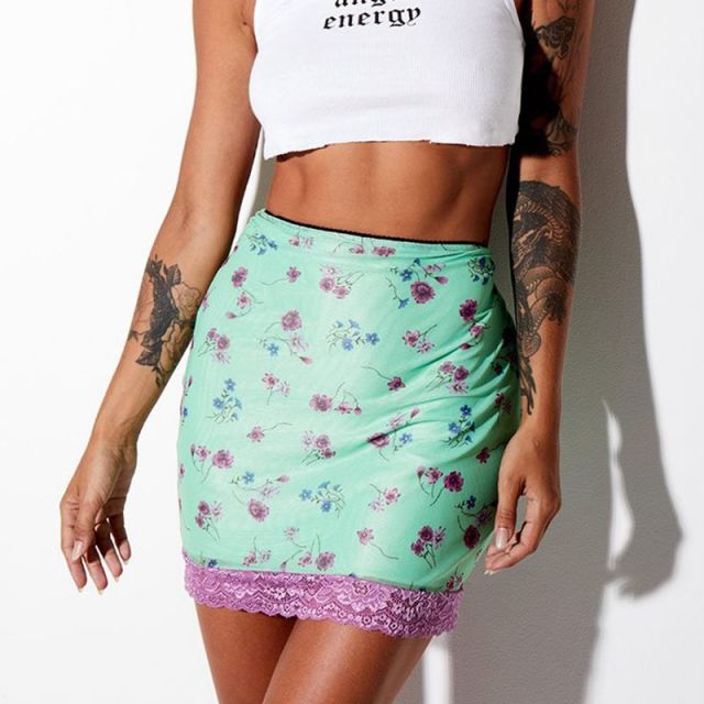 Korean Style Mini Skirt Bodycon Kawaii High Waist Ruffle Hem Short Straight Skirt Aesthetic 90s Vintage Women Streetwear