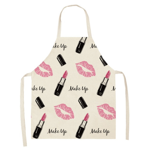 Nail Polish Lipstick Beauty Kitchen Women Apron Household Cleaning Cotton Linen Pinafore Salon Home Cooking Baking Adult BIb