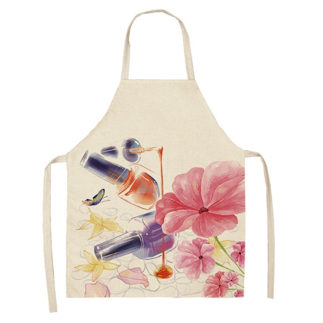 Nail Polish Lipstick Beauty Kitchen Women Apron Household Cleaning Cotton Linen Pinafore Salon Home Cooking Baking Adult BIb