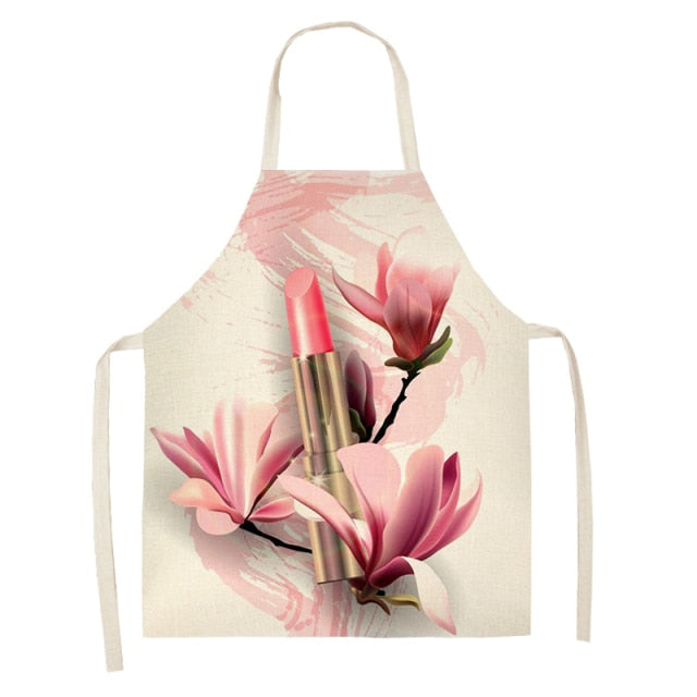 Nail Polish Lipstick Beauty Kitchen Women Apron Household Cleaning Cotton Linen Pinafore Salon Home Cooking Baking Adult BIb