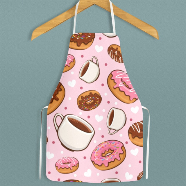 Hamburger and Sweet Food Printed Apron Waterproof Oil-proof For Femme Men Wipeable Household Tablier Cuisine Baking Accessory