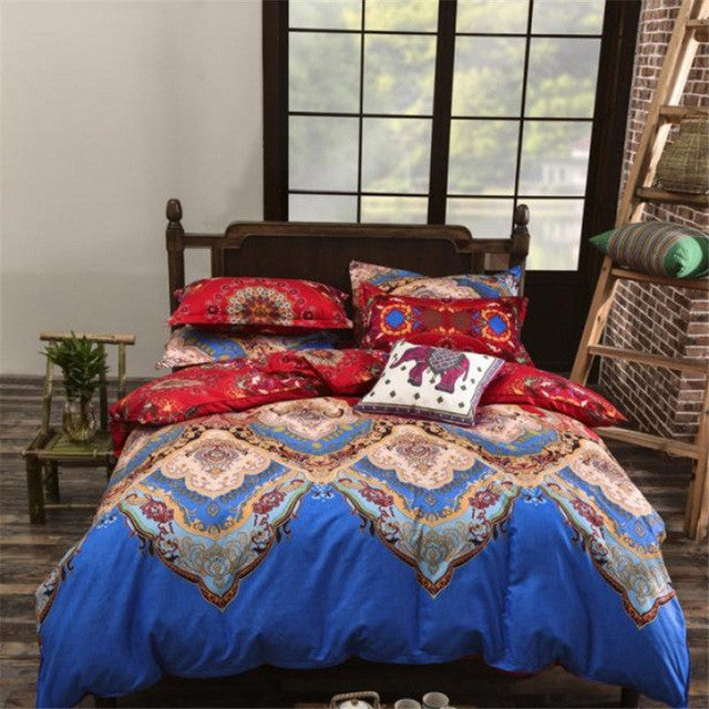 UNIKEA National Style Recto Prune Reversible Duvet Cover Bed Sheet with Pillow Sham Boho Mandala Bedding Set Twin Full Queen Kin