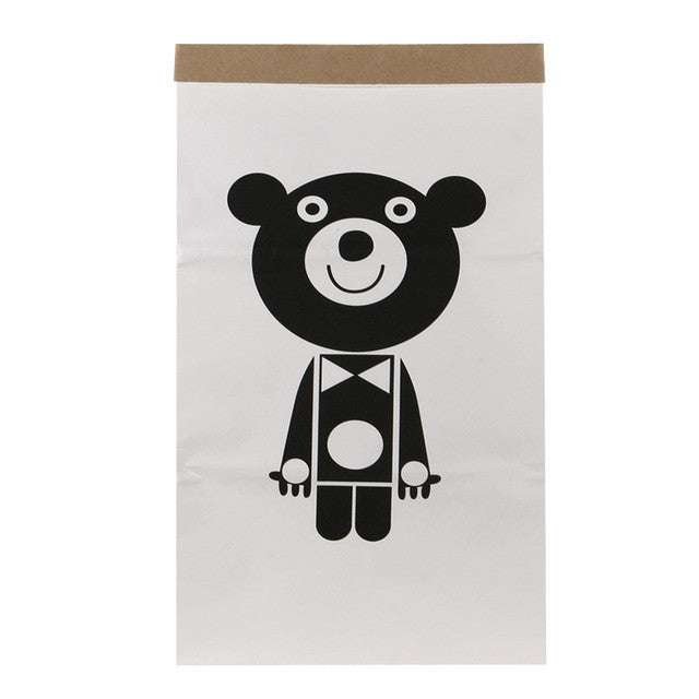 Canvas Storage Bag Large Cartoon Heavy Kraft Paper Bag Children Room Organizer Bag Patterns Laundry Pouch for Baby Toy Clothings