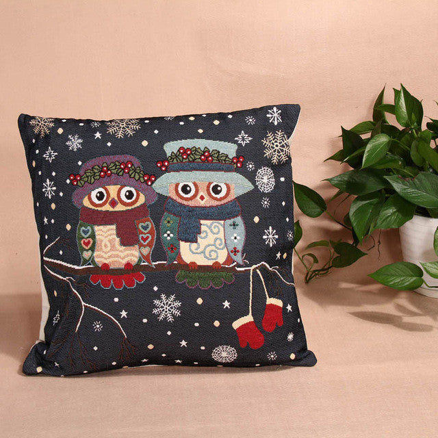Throw Pillow Case Cotton Linen Cartoon Animals Owl Bird Throw Pillow Case for Home, Bedroom, Room, Office