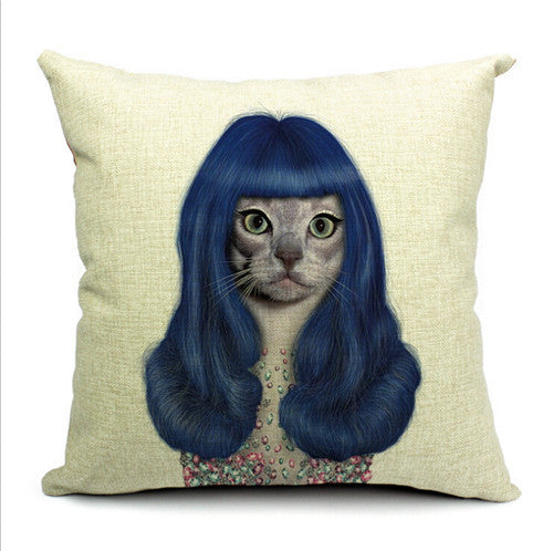 45X45CM Decorative Pillow Covers Lovely Cartoon Dog Driving Almofadas Linen Pillow Case Christmas Decorative Linen