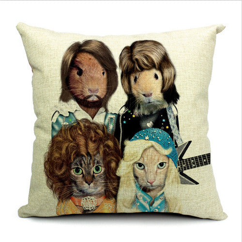 45X45CM Decorative Pillow Covers Lovely Cartoon Dog Driving Almofadas Linen Pillow Case Christmas Decorative Linen