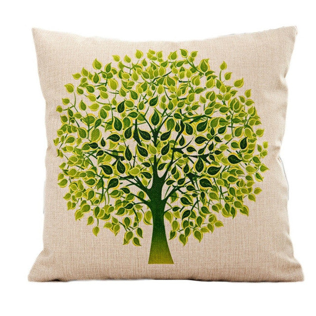 Season Life Tree Cotton Linen Colorful Decorative Pillow Case Chair Square Waist and Seat 45x45cm Pillow Cover Home Textile