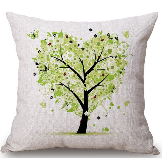 Season Life Tree Cotton Linen Colorful Decorative Pillow Case Chair Square Waist and Seat 45x45cm Pillow Cover Home Textile