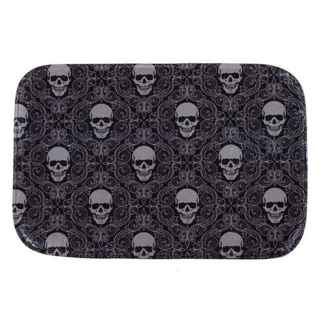 Door Floor Carpets Coral Fleece Skull Printed Pattern Floor Mat Carpet Anti-Slip Mats Home Living Room 40*60cm 1 PCS/Lot