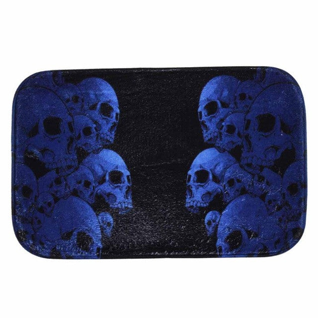 Door Floor Carpets Coral Fleece Skull Printed Pattern Floor Mat Carpet Anti-Slip Mats Home Living Room 40*60cm 1 PCS/Lot