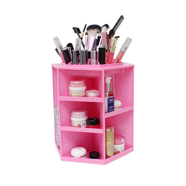Fashion 360-degree Rotating Makeup Organizer Box Brush Holder Jewelry Organizer Case Jewelry Makeup Cosmetic Storage Box