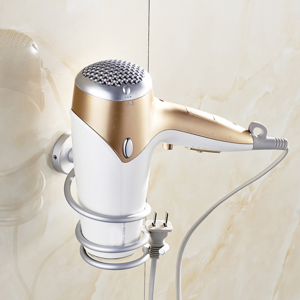 wall hair dryer rack space Bathroom Wall Holder Shelf Storage Organizer W/hook Aluminum Hair Dryer Holder & CL11