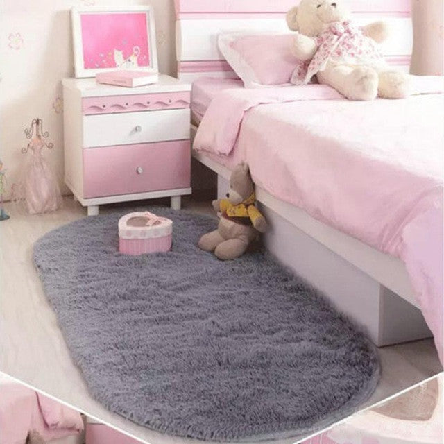 Bedroom Oval Carpet Floor Mats Floor Door Mat 40*60CM Plush Rug Mat Magic Slip-Resistant Pad