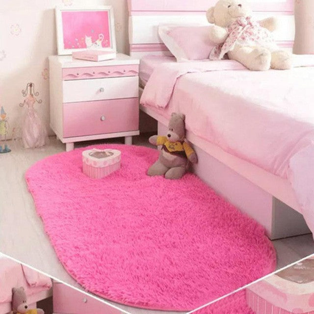 Bedroom Oval Carpet Floor Mats Floor Door Mat 40*60CM Plush Rug Mat Magic Slip-Resistant Pad