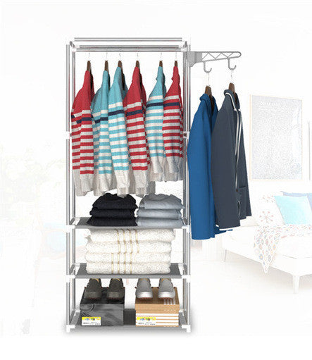 Steel wardrobe Creative fashion hangers Easy assembly Put the things Shelf coat rack