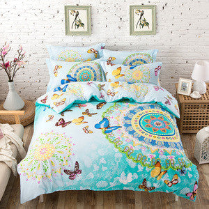 Bohemian bedding set queen double size sheet+duvet cover+pillowcase 4pcs cotton bedlinen sets